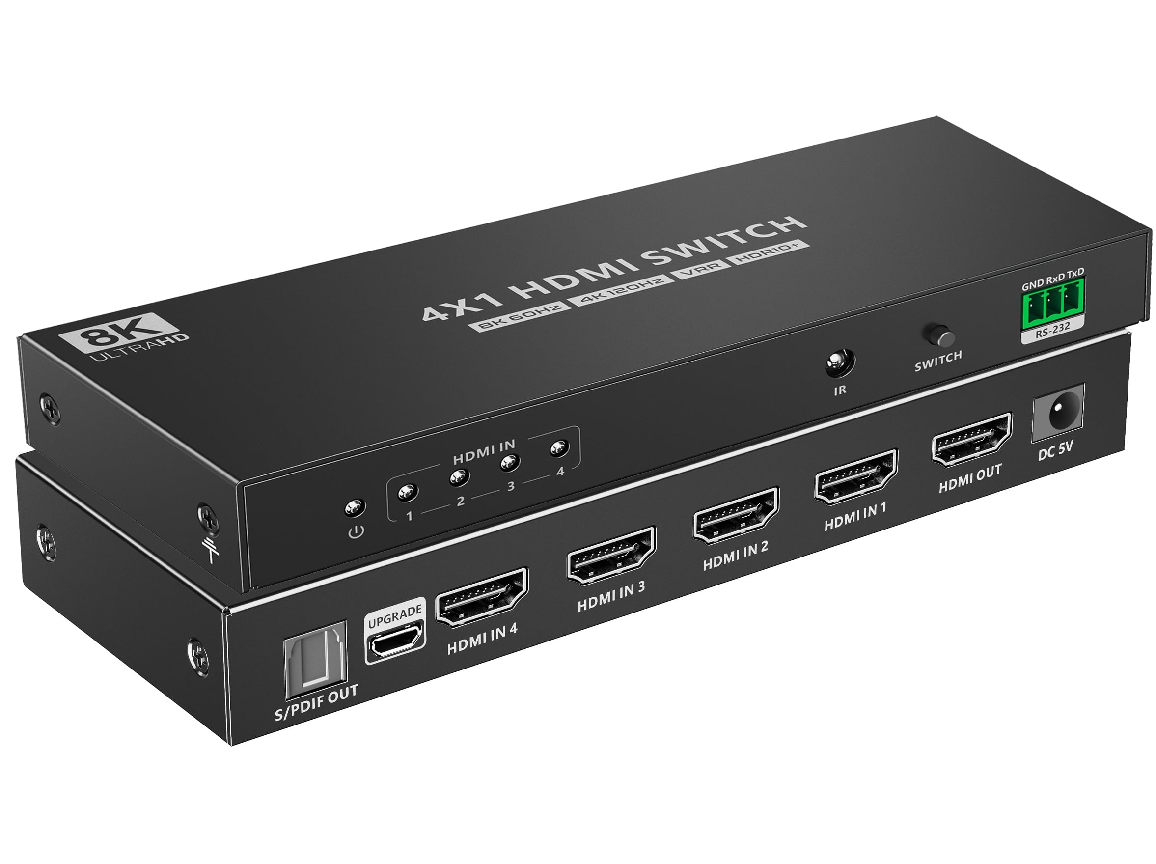 Switch 4 x 1 HDMI 2.1 8 K 3 D with Optic SPDIF - Techly IDATA HDMI- 2148 KT