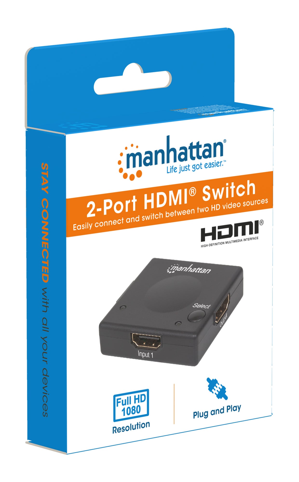Switch HDMI 2 porte 1080p - Manhattan IDATA HDMI-21MH