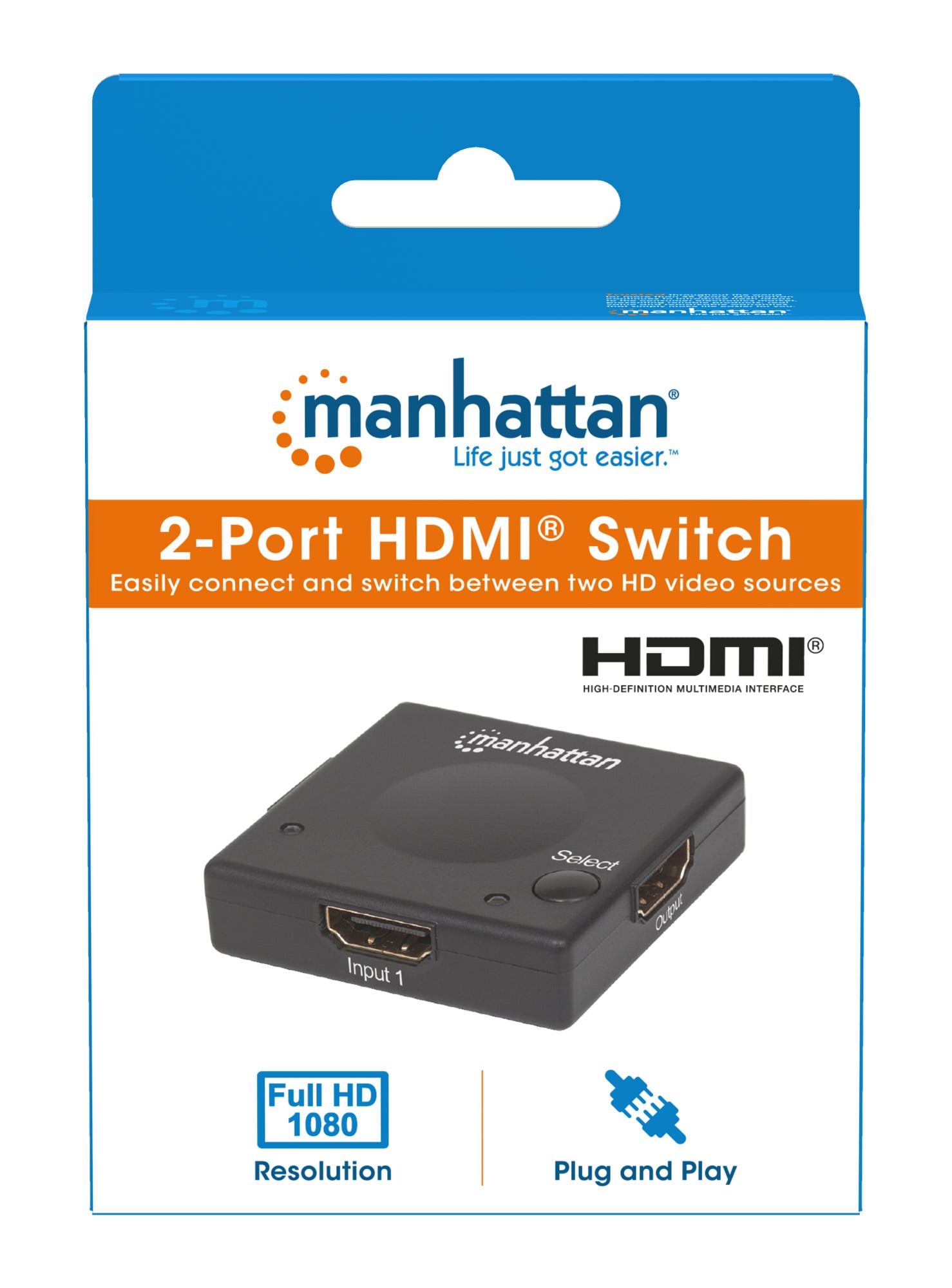 Switch HDMI 2 porte 1080p - Manhattan IDATA HDMI-21MH