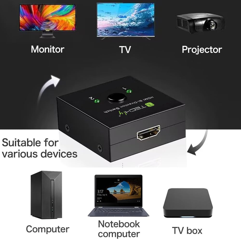 Switch HDMI 2 porte Bidirezionale 4K 60Hz - Techly IDATA HDMI-22BI2