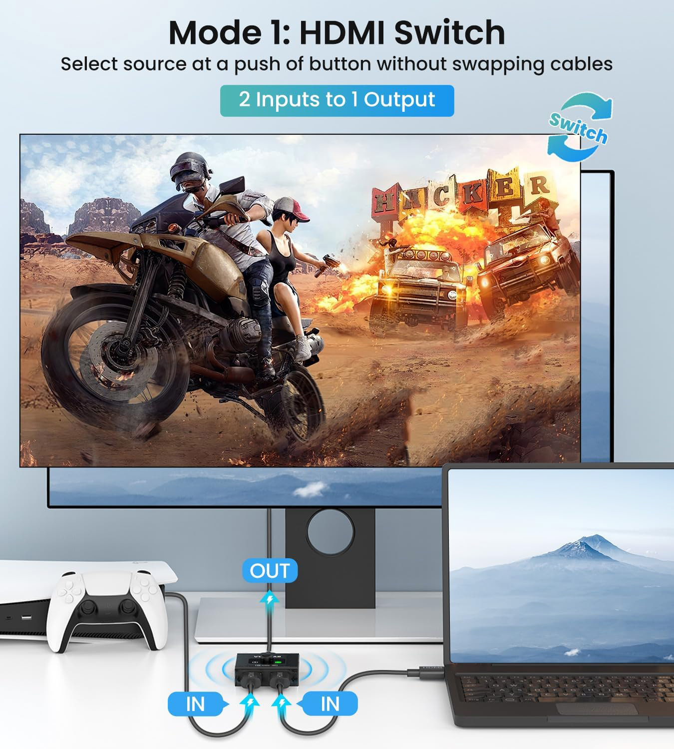 Switch HDMI 2 porte Bidirezionale 4K 60Hz - Techly IDATA HDMI-22BI2