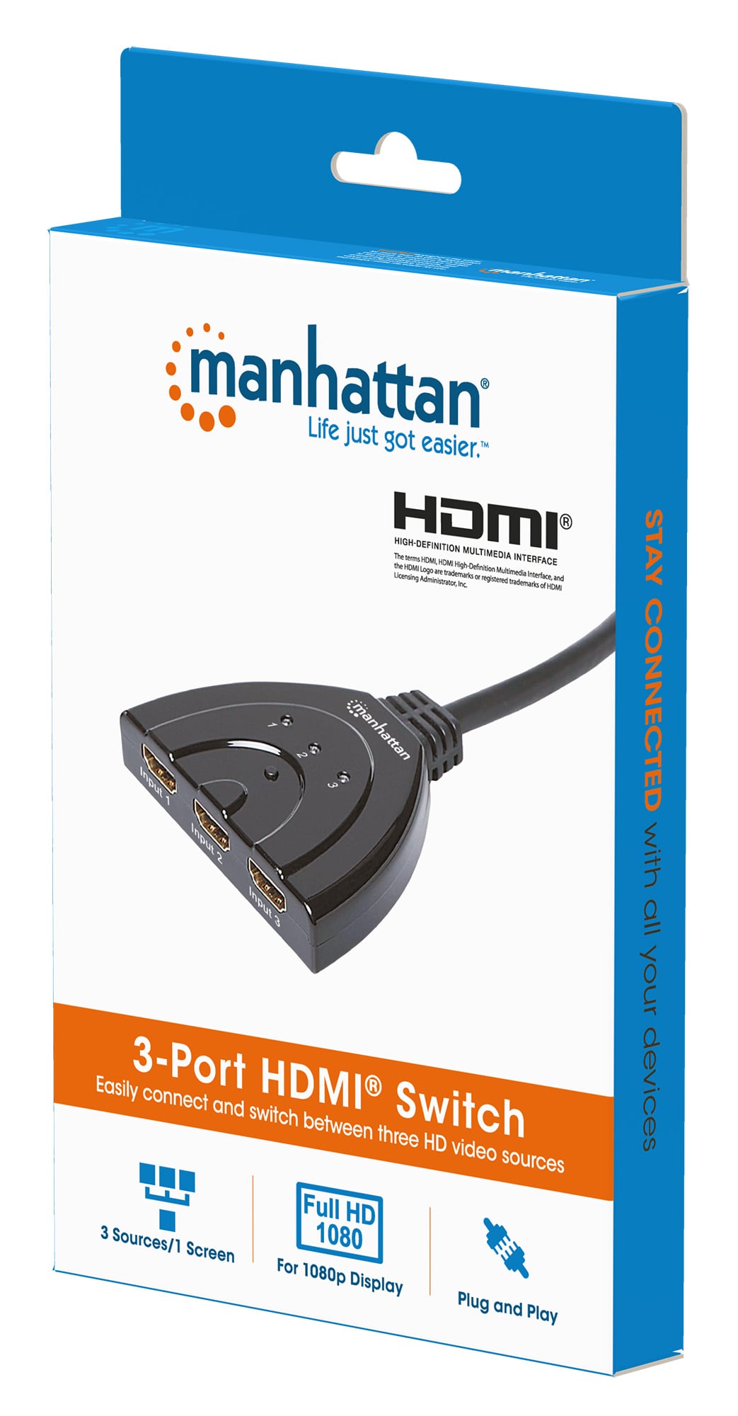 Switch HDMI 3 IN 1 OUT 1080p 3D - Manhattan IDATA HDMI-31DMH