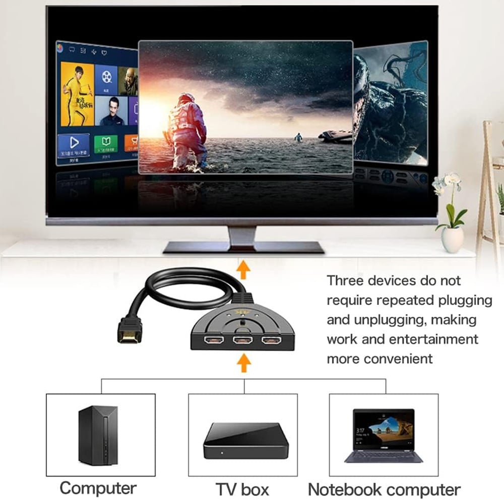 Switch HDMI 3x1 Pigtail 4Kx2K 3 In 1 Out Compatto - Techly IDATA HDMI-3F30