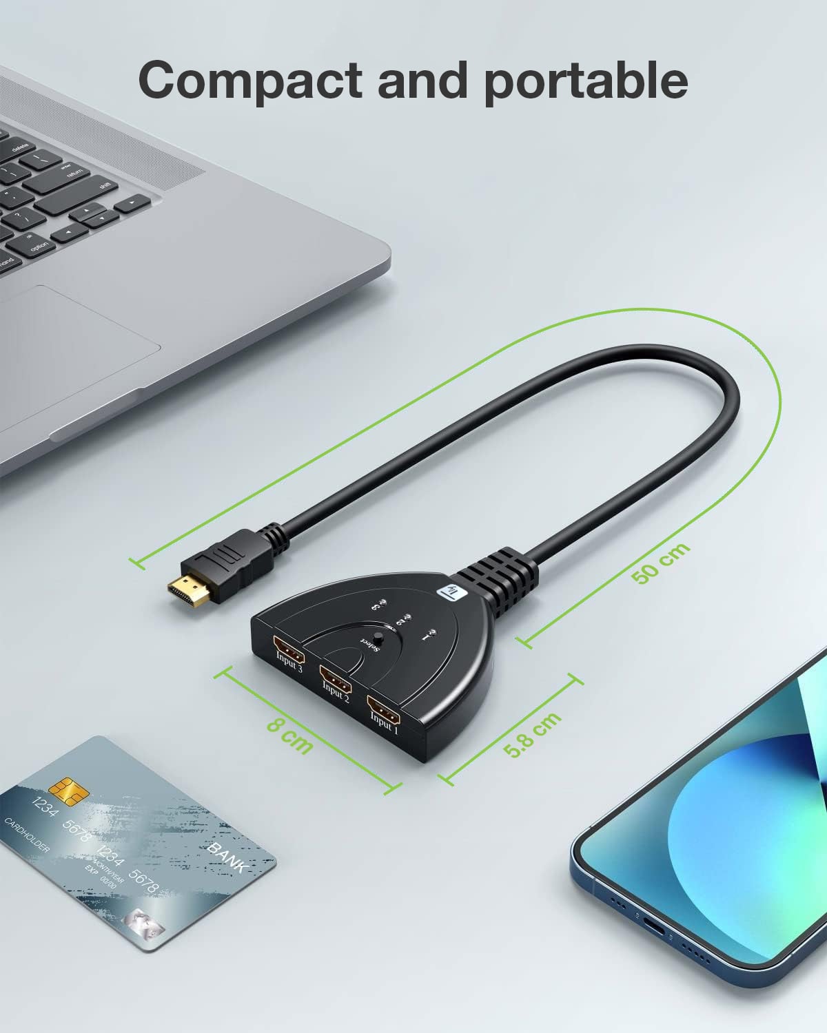 Switch HDMI 3x1 8K@60Hz Ultra HD 3 In 1 Out Compatto - Techly IDATA HDMI-3F8K