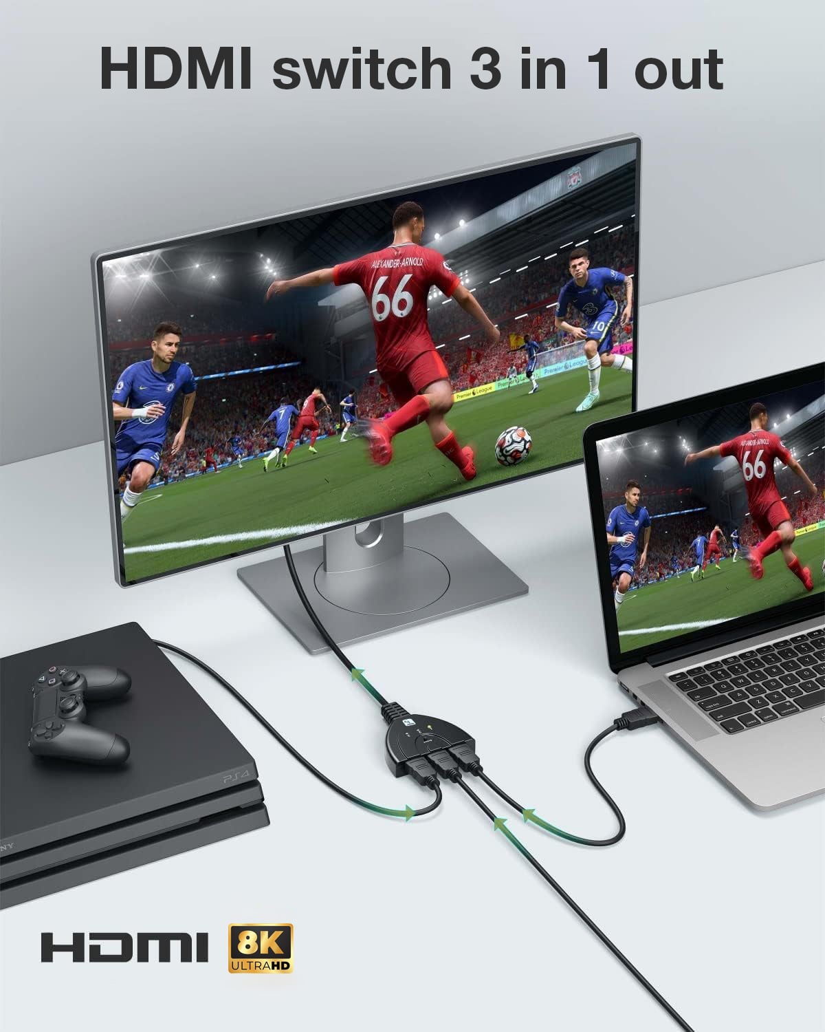 Switch HDMI 3x1 8K@60Hz Ultra HD 3 In 1 Out Compatto - Techly IDATA HDMI-3F8K