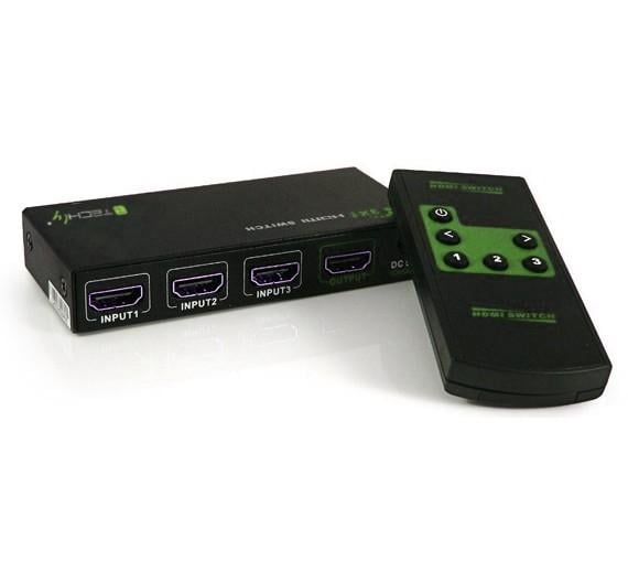 Switch HDMI 3 IN 1 OUT con Telecomando 4K UHD 3D - Techly IDATA HDMI-4K31