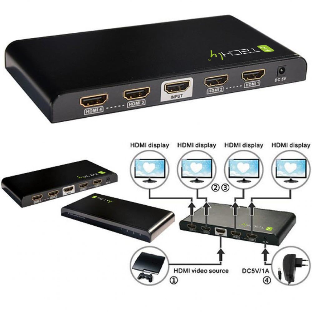Splitter HDMI 4K UHD 3D 4 vie - Techly IDATA HDMI-4K4