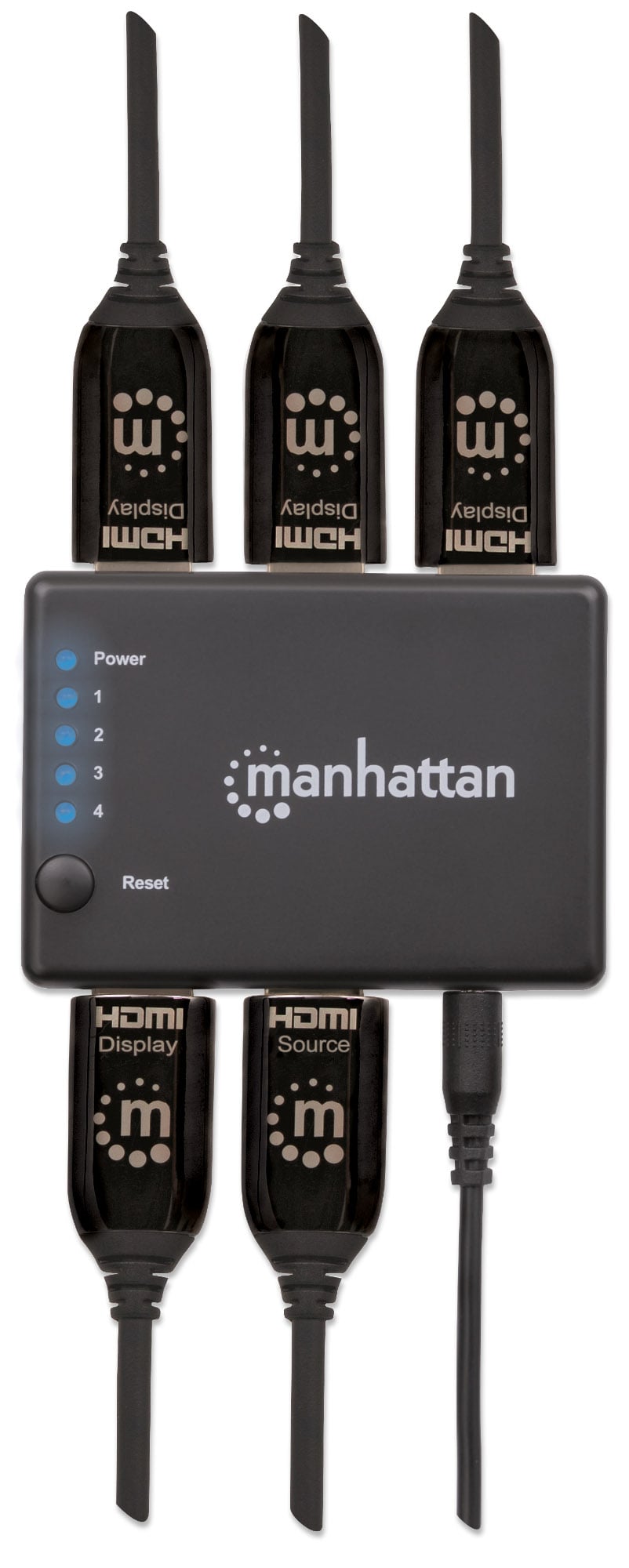 Splitter HDMI 4K UHD 3D con LED 4 vie - Manhattan IDATA HDMI-4K4PMH