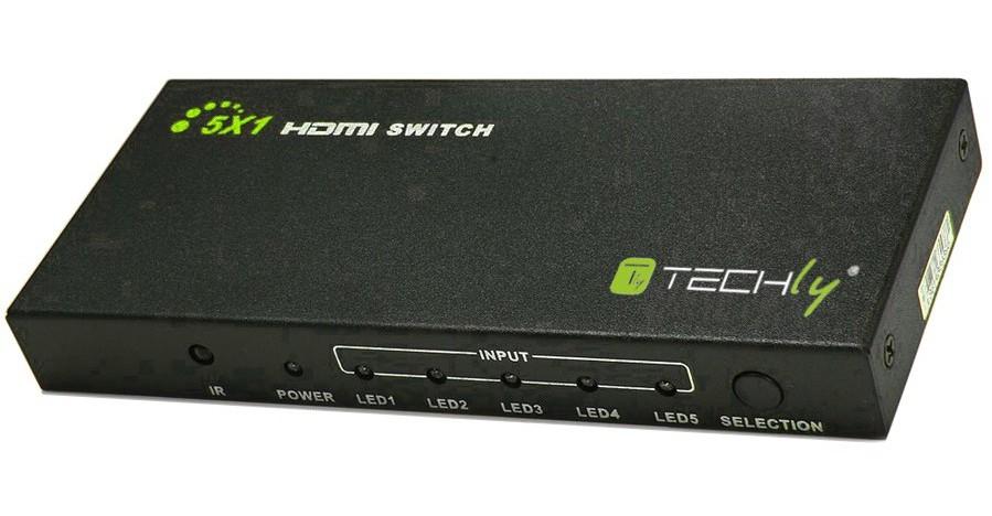 Switch HDMI 5 IN 1 OUT con Telecomando 4K UHD 3D - Techly IDATA HDMI-4K51