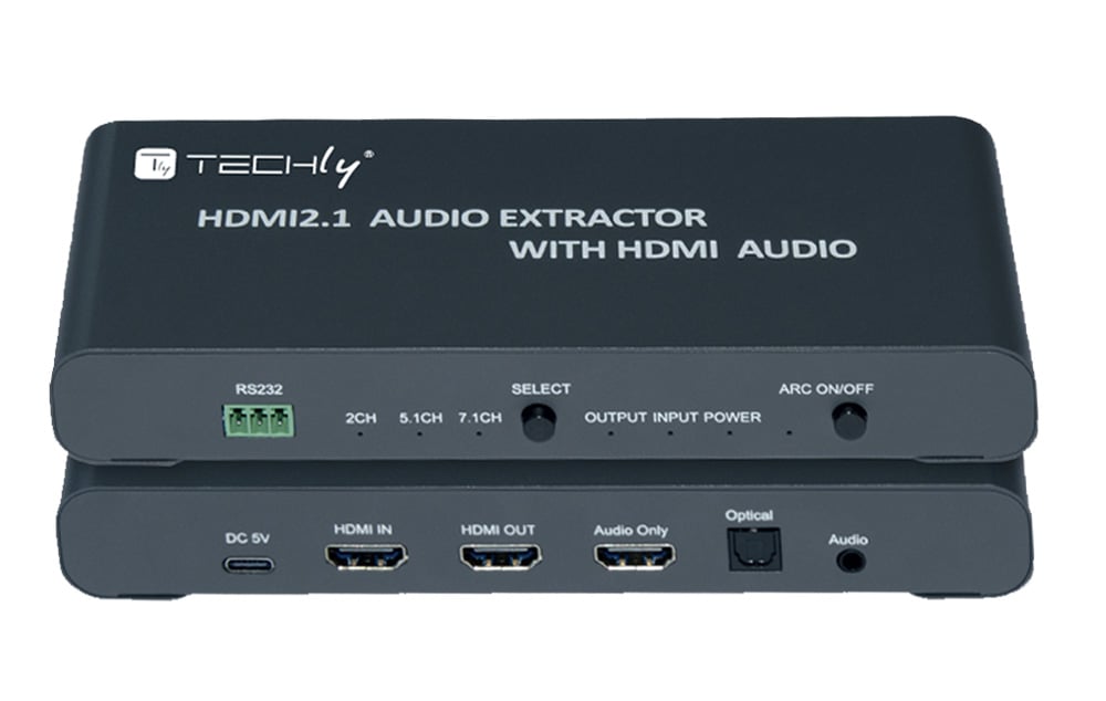 Estrattore Audio HDMI 2.1 LPCM7.1 ARC 8K Audio 3.5'' e Toslink SPDIF - Techly IDATA HDMI-EA8KHA