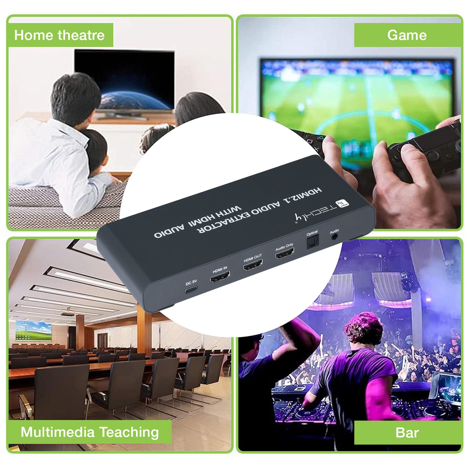 Estrattore Audio HDMI 2.1 LPCM7.1 ARC 8K Audio 3.5'' e Toslink SPDIF - Techly IDATA HDMI-EA8KHA