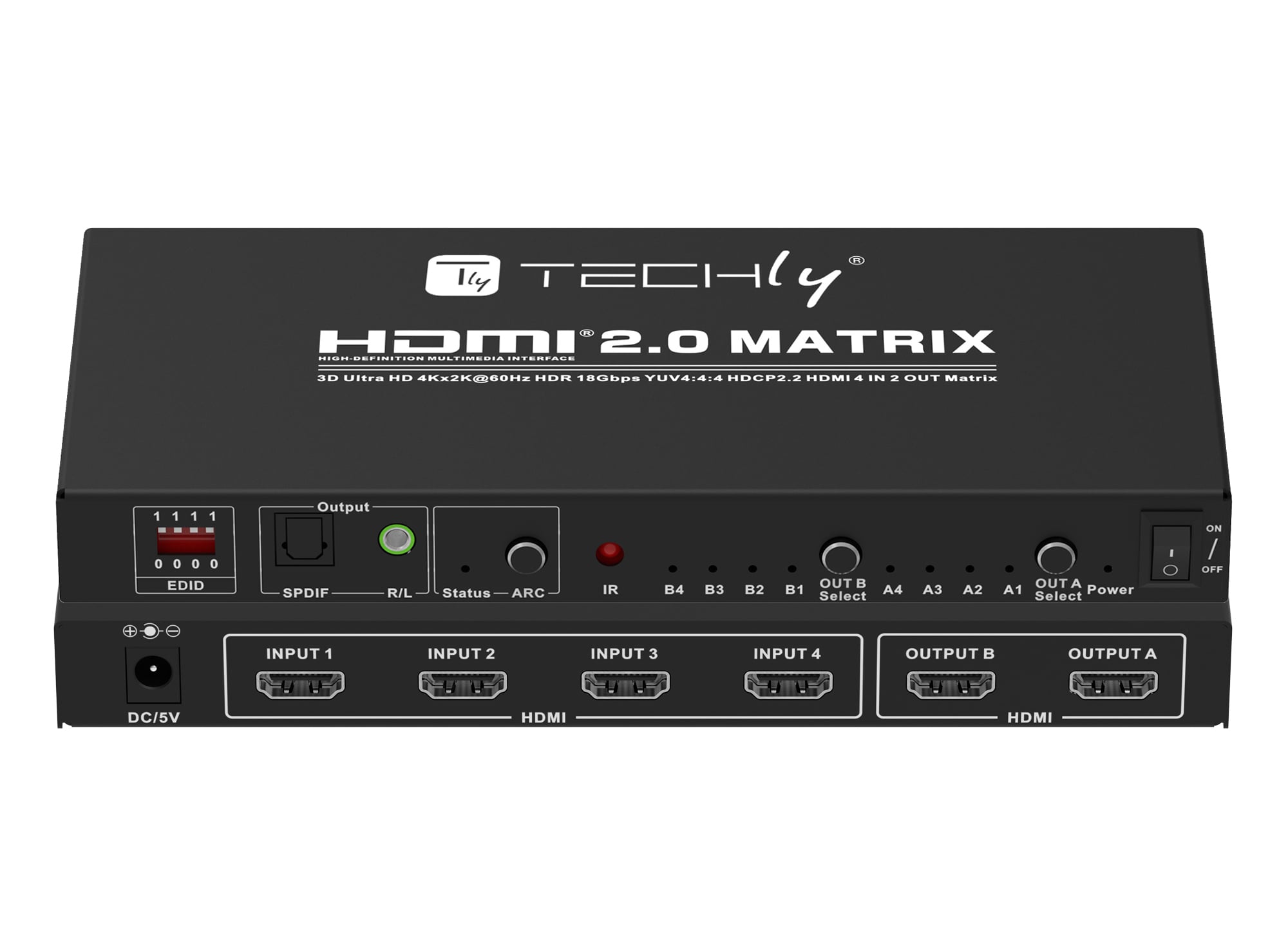 Switch Matrix HDMI 2.0 4x2 3D Ultra HD 4K HDCP HDR - Techly IDATA HDMI-H42C