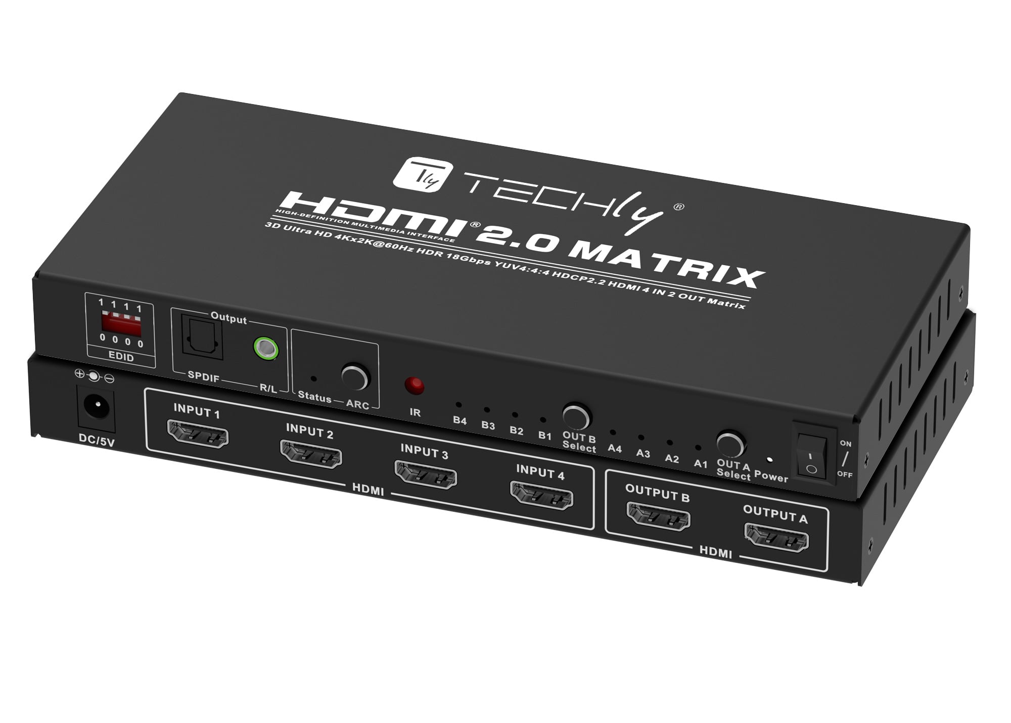 Switch Matrix HDMI 2.0 4x2 3D Ultra HD 4K HDCP HDR - Techly IDATA HDMI-H42C