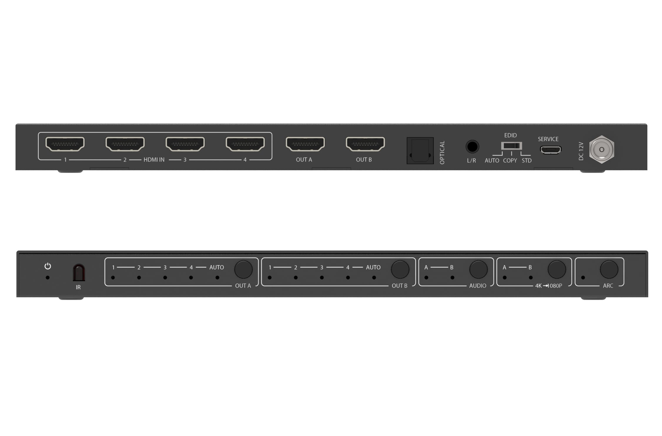 Matrix Switch HDMI 2.0 4x2 18Gbps 4k@60Hz con estrattore audio - Techly IDATA HDMI-H42EA