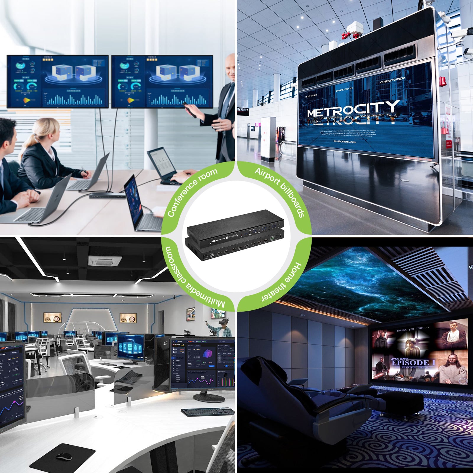 Matrix HDMI 2.0 6X 2 18Gbps 4k@60Hz con Audio e ARC - Techly IDATA HDMI-H62V