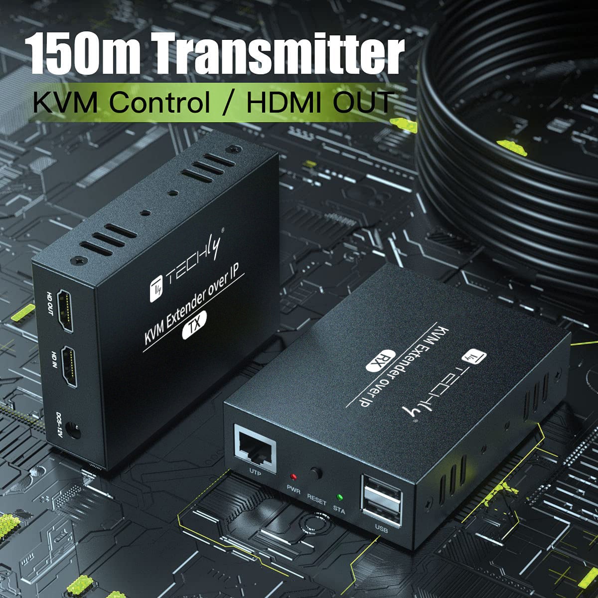 Ricevitore HDMI KVM Extender su Cavo di Rete 1080p@60Hz 150m - Techly IDATA HDMI-KVM3R