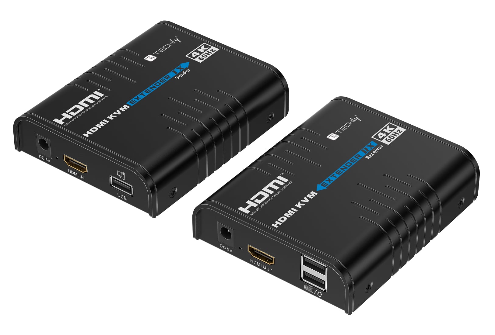 KVM HDMI 4K@60Hz Extender Cavo Cat5/6 Nero - Techly IDATA HDMI-KVM473