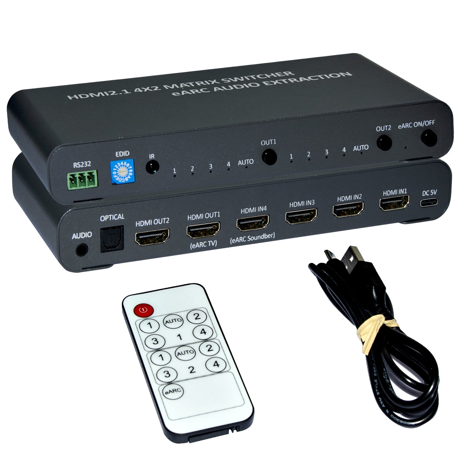 Switch Matrix HDMI 4x2 8K con Estrattore Audio Esterno - Techly IDATA HDMI-MX428KA