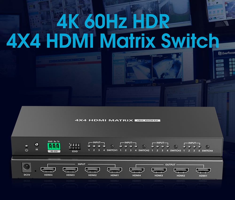 Switch Matrix HDMI2.0 4x4 4K@60 Hz - Techly IDATA HDMI-MX44