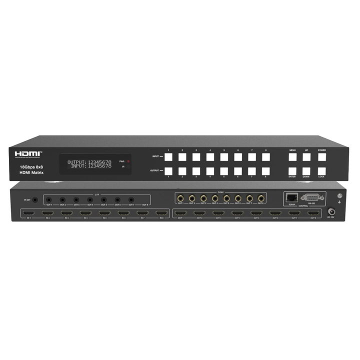 Matrix Switch HDMI 2.0b 8x8 18Gbps 4K@60Hz - Techly IDATA HDMI-MXB88D