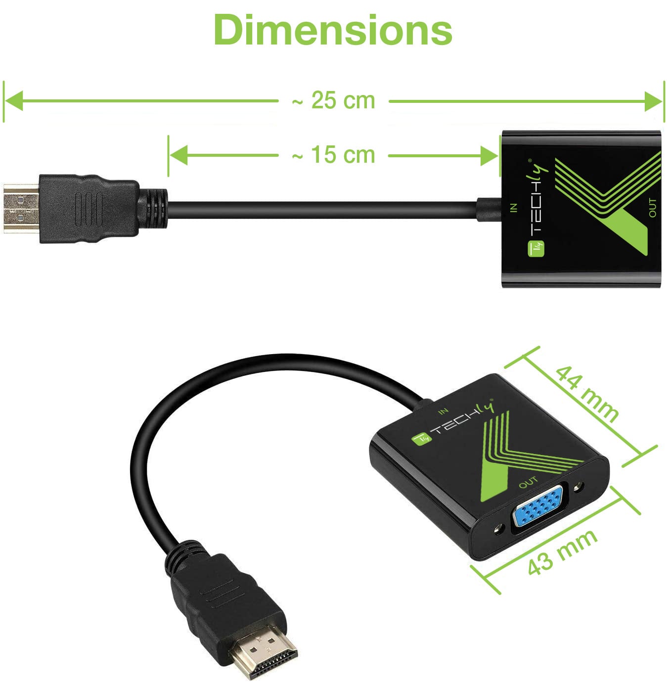 Cavo Convertitore Adattatore da HDMI™ a VGA 1920x1200 - Techly IDATA HDMI-VGA2