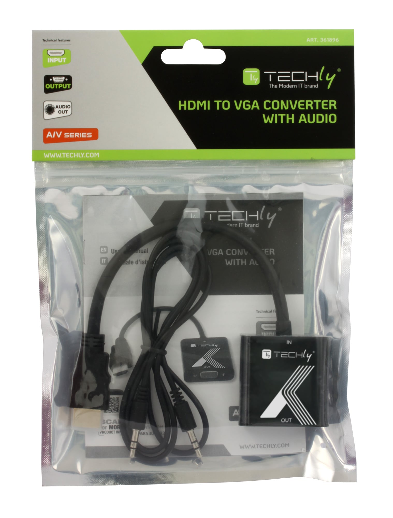 Cavo Convertitore Adattatore da HDMI™ a VGA 1920x1200 a 60Hz con Audio 3.5'' - Techly IDATA HDMI-VGA2AP