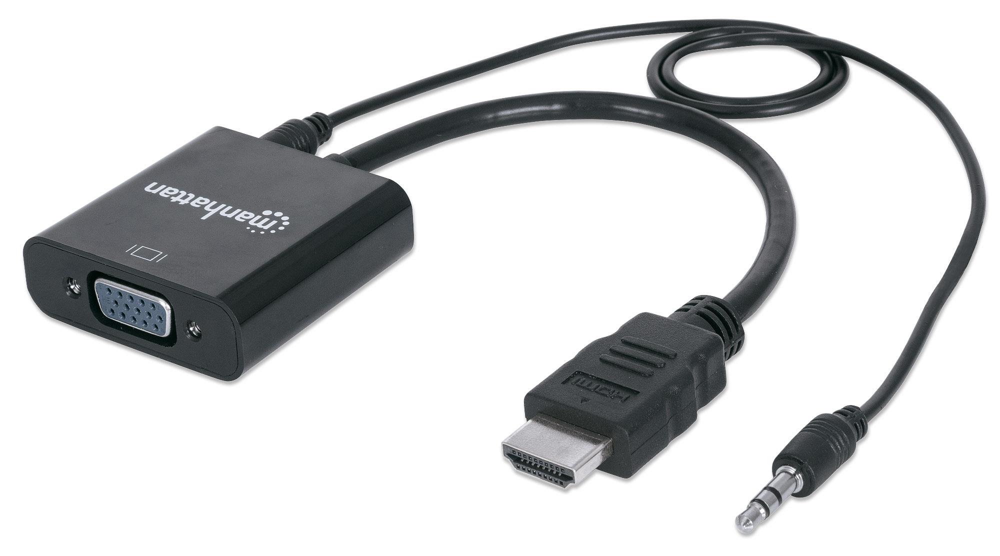 Cavo Convertitore da HDMI a VGA con Audio e MicroUsb 30cm Nero - Manhattan IDATA HDMI-VGA2AUM