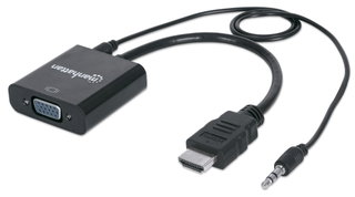 Converter cable from HDMI to VGA with Audio and MicroUsb 30 cm Black - Manhattan IDATA HDMI-VGA 2 AUM