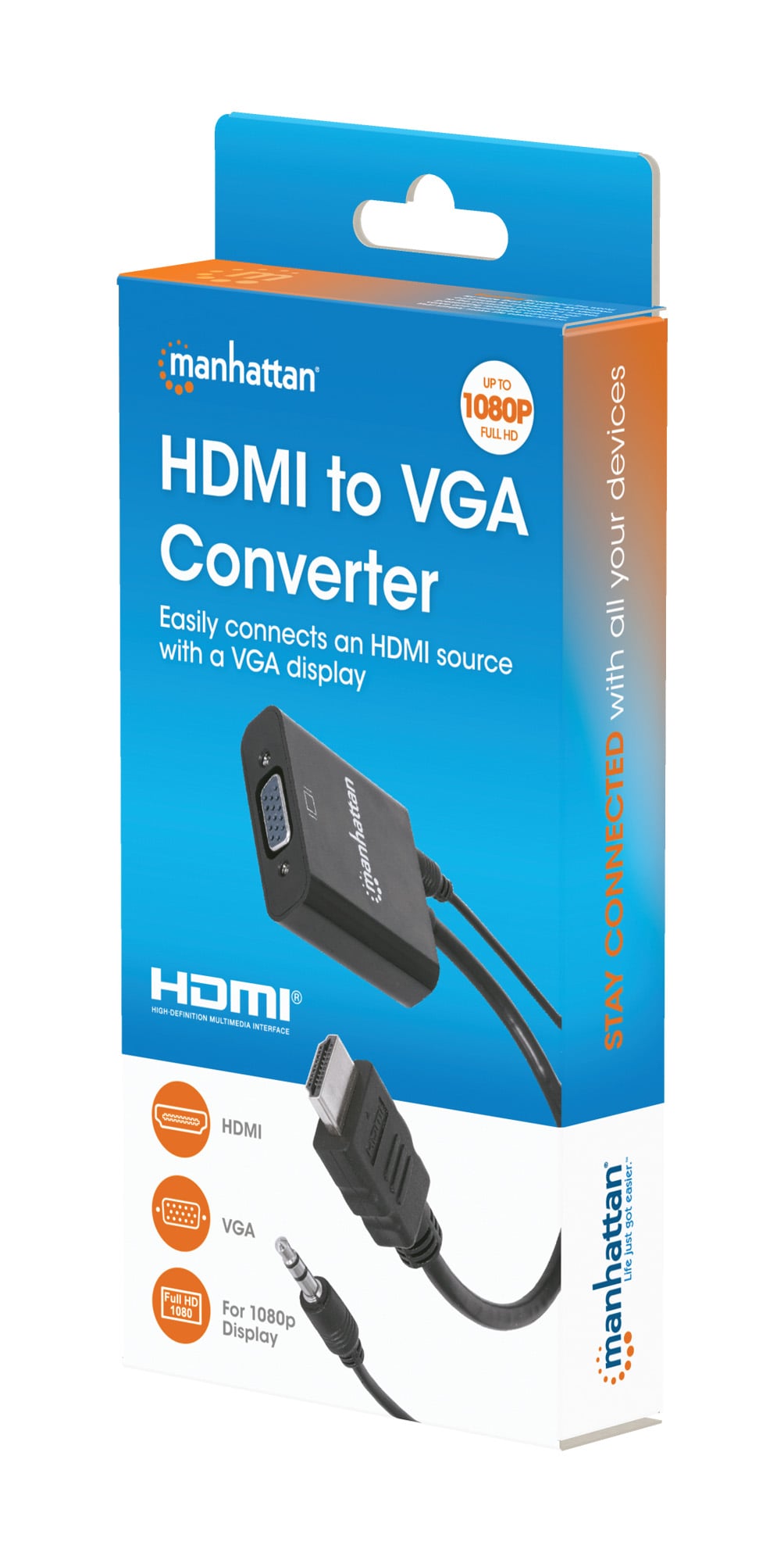 Cavo Convertitore da HDMI a VGA con Audio e MicroUsb 30cm Nero - Manhattan IDATA HDMI-VGA2AUM
