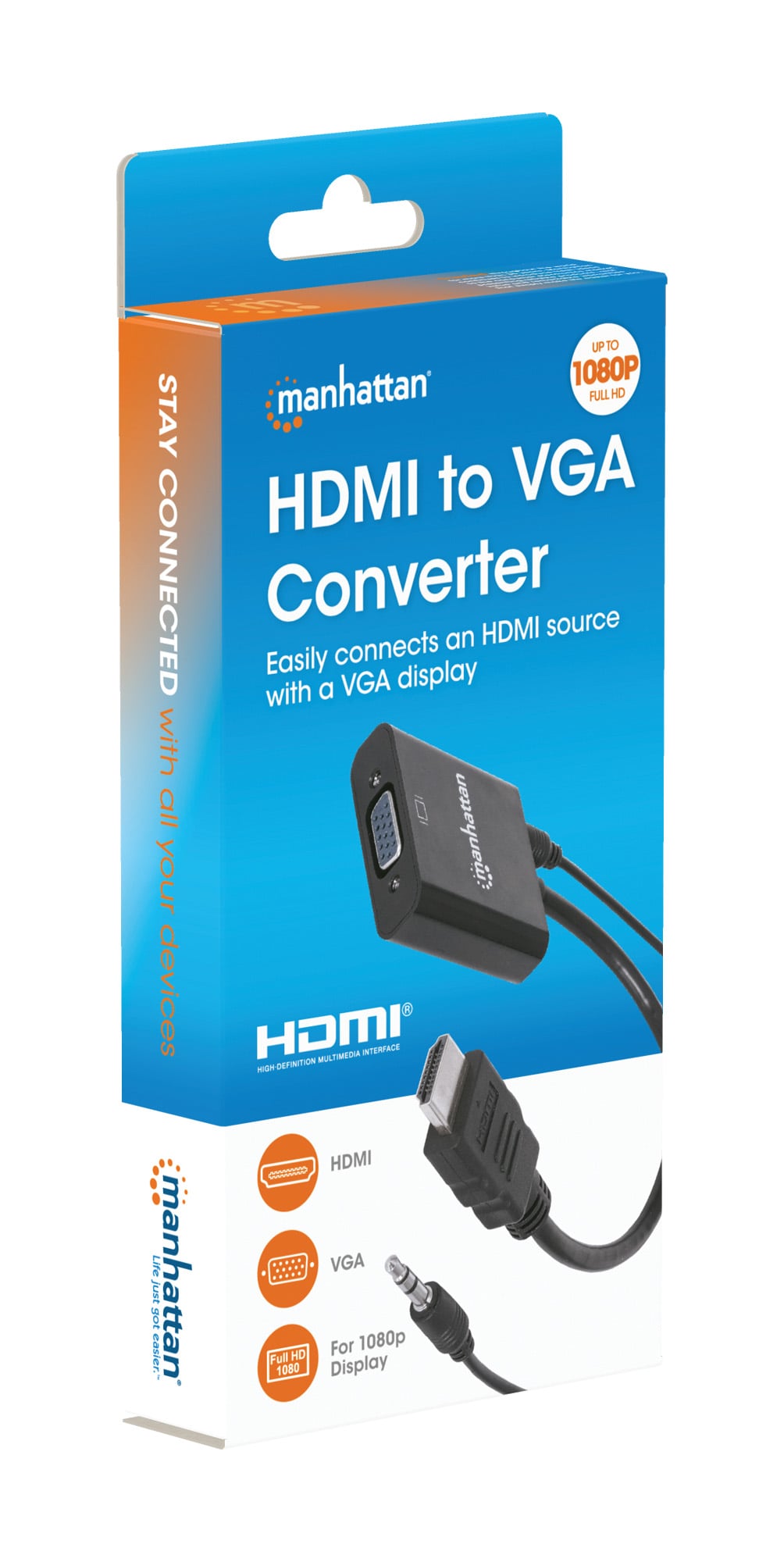 Cavo Convertitore da HDMI a VGA con Audio e MicroUsb 30cm Nero - Manhattan IDATA HDMI-VGA2AUM