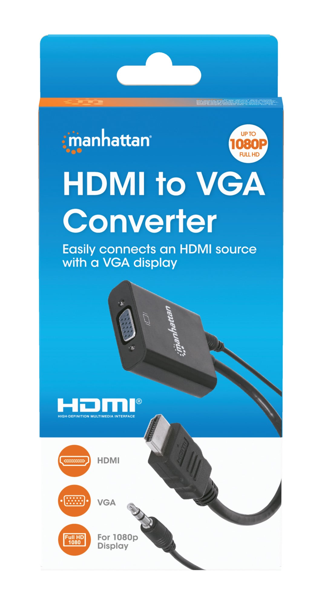 Cavo Convertitore da HDMI a VGA con Audio e MicroUsb 30cm Nero - Manhattan IDATA HDMI-VGA2AUM