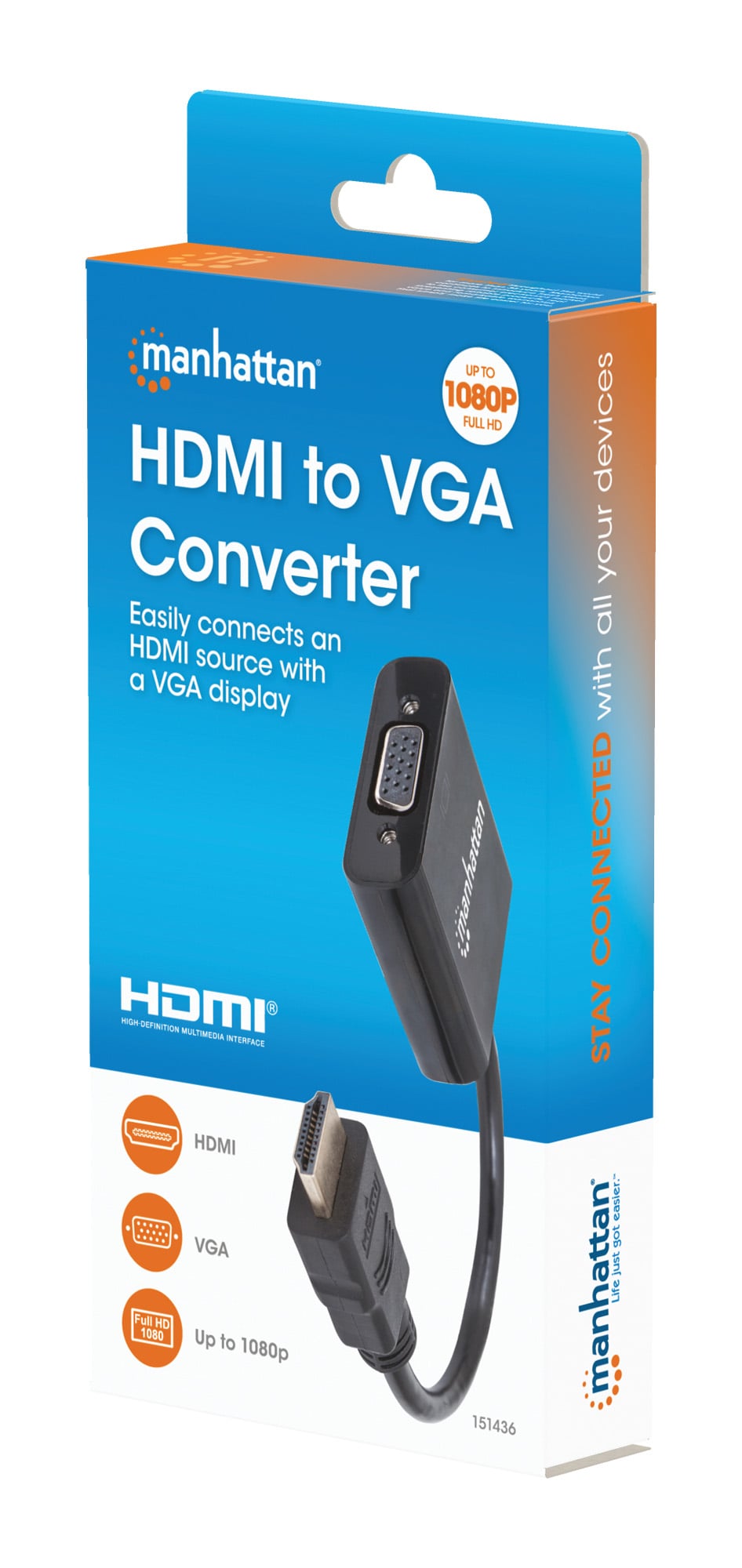 Cavo Convertitore HDMI a VGA con MicroUsb 30cm Nero - Manhattan IDATA HDMI-VGA2M