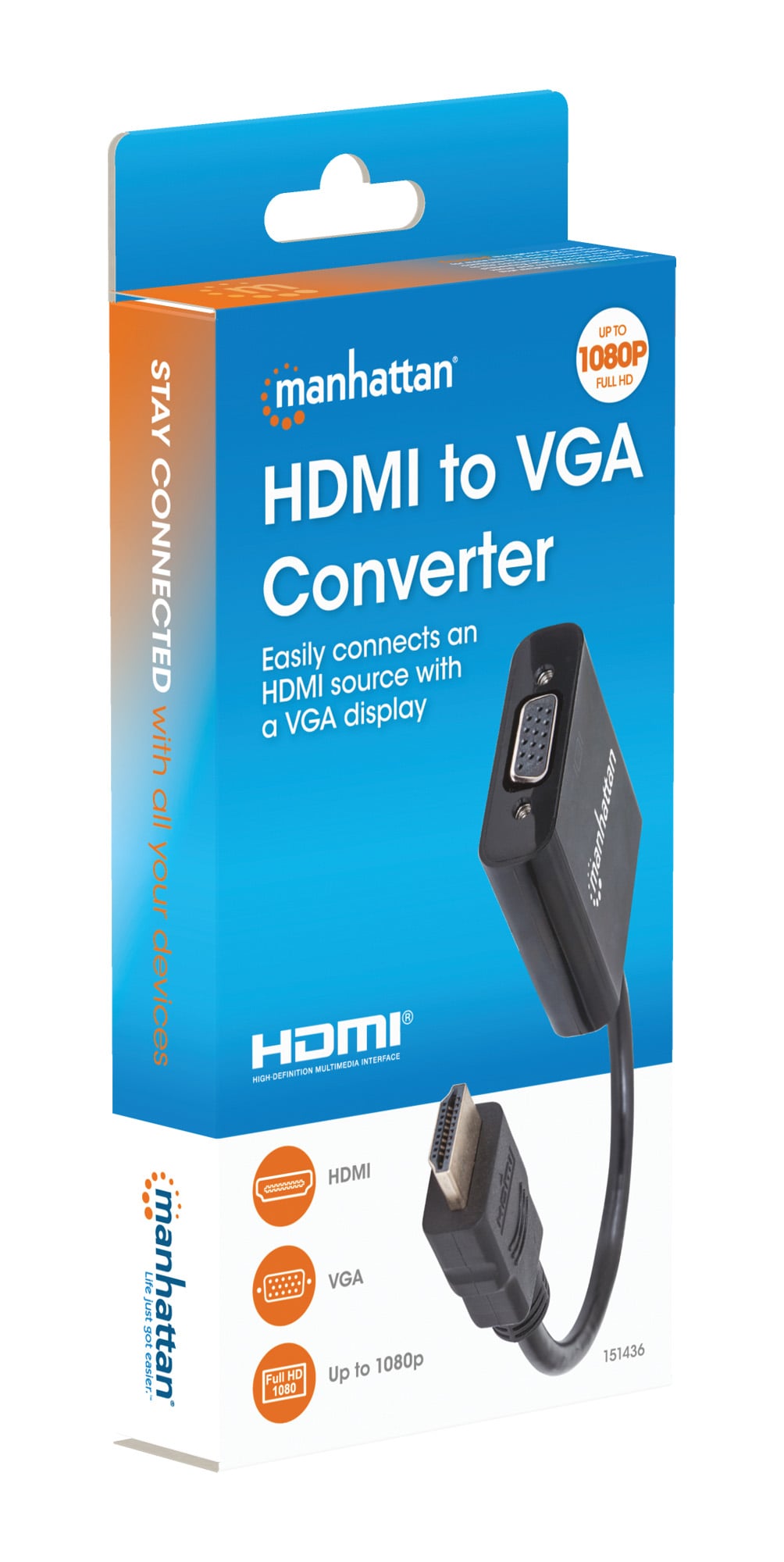 Cavo Convertitore HDMI a VGA con MicroUsb 30cm Nero - Manhattan IDATA HDMI-VGA2M