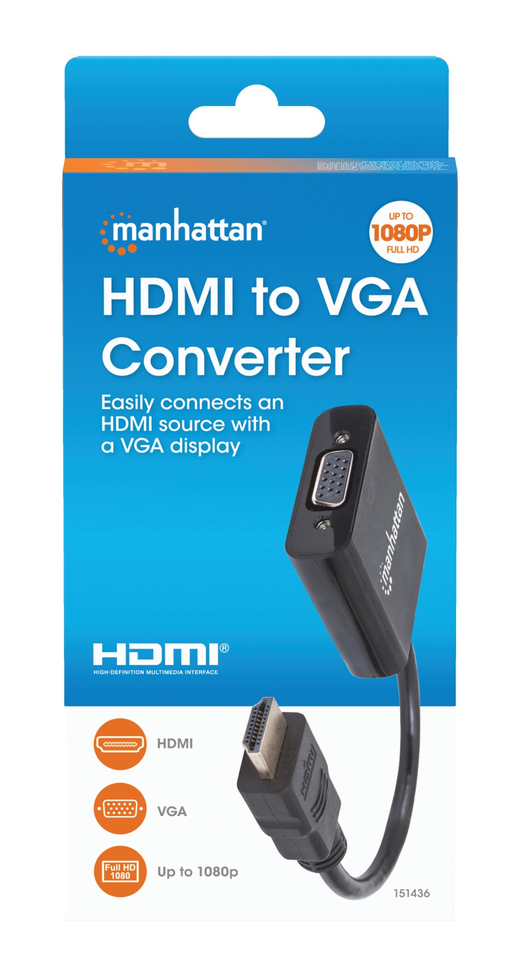 Cavo Convertitore HDMI a VGA con MicroUsb 30cm Nero - Manhattan IDATA HDMI-VGA2M