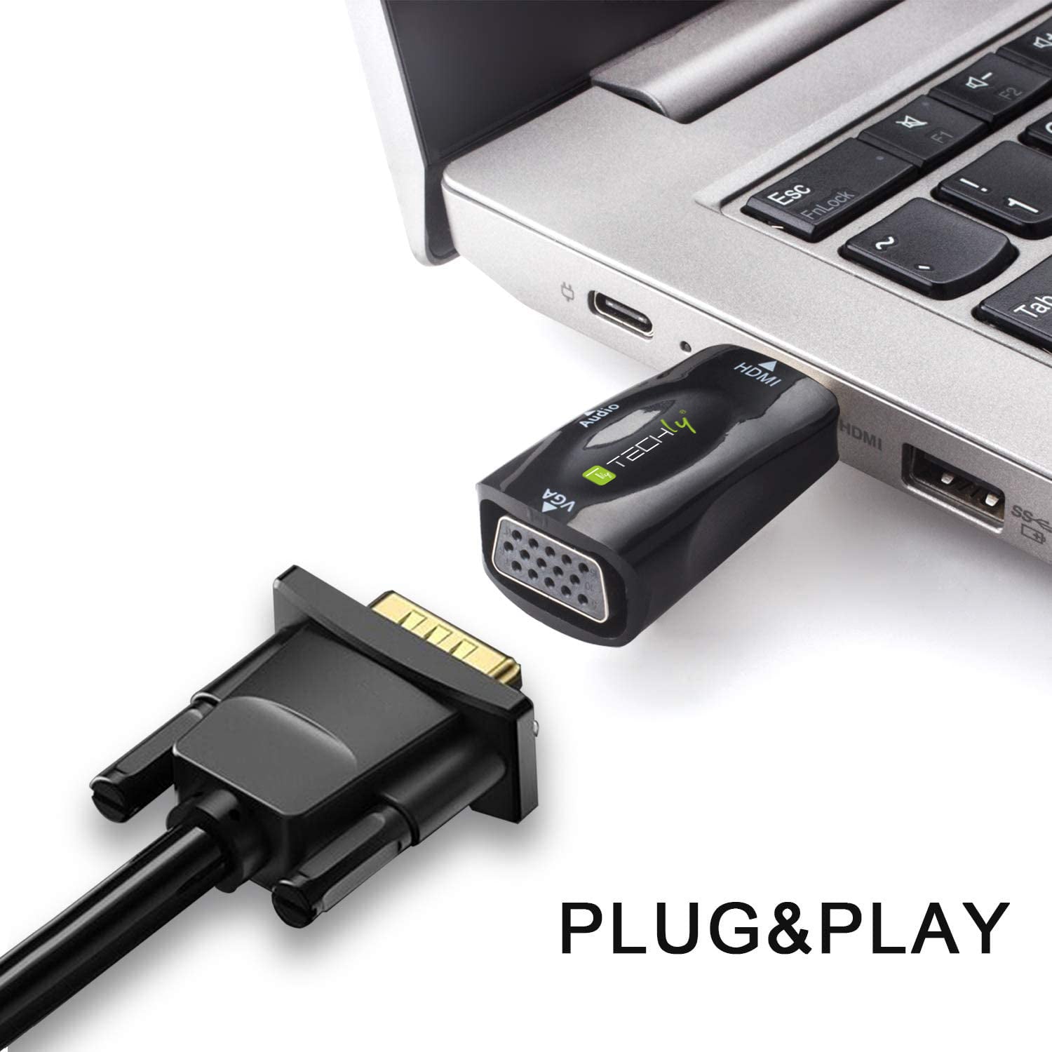 Mini Adattatore da HDMI a VGA con Audio - Techly IDATA HDMI-VGA2MABT2
