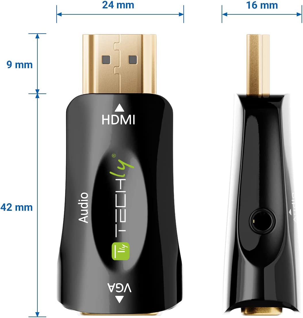 Mini Adattatore da HDMI a VGA con Audio - Techly IDATA HDMI-VGA2MABT2