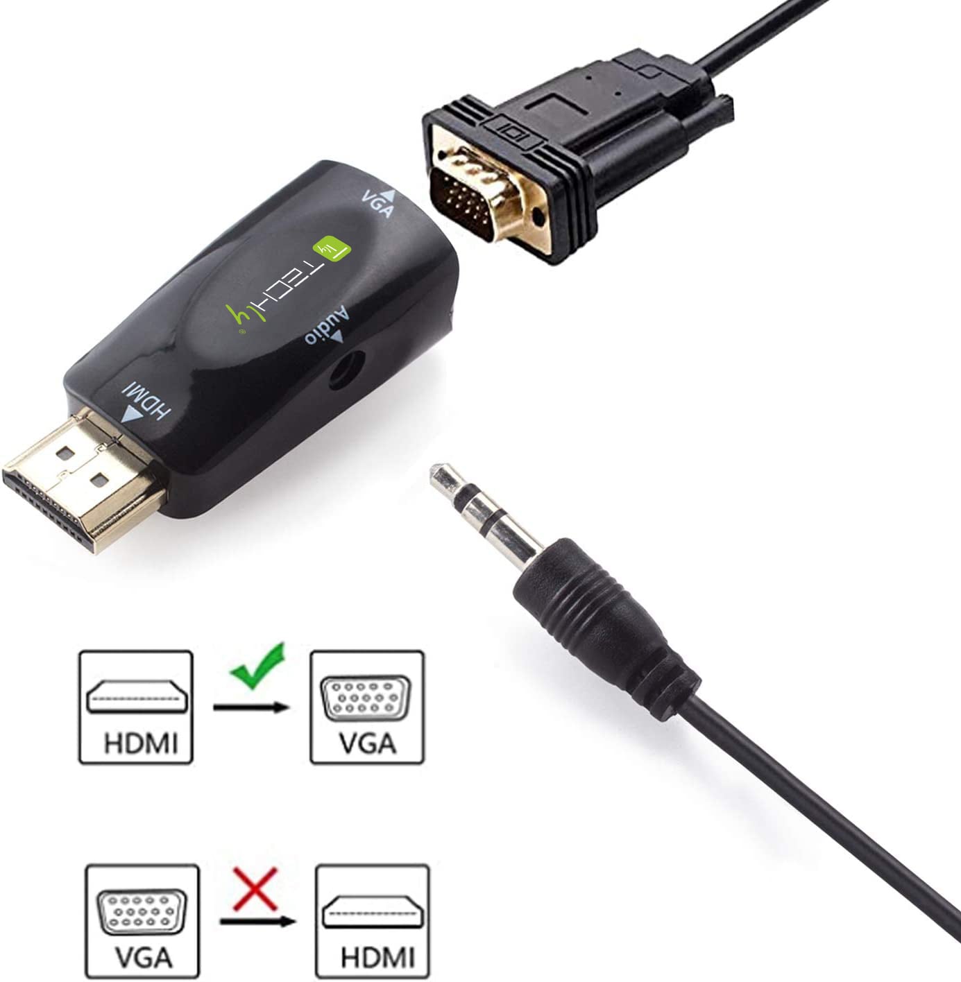 Mini Adattatore da HDMI a VGA con Audio - Techly IDATA HDMI-VGA2MABT2