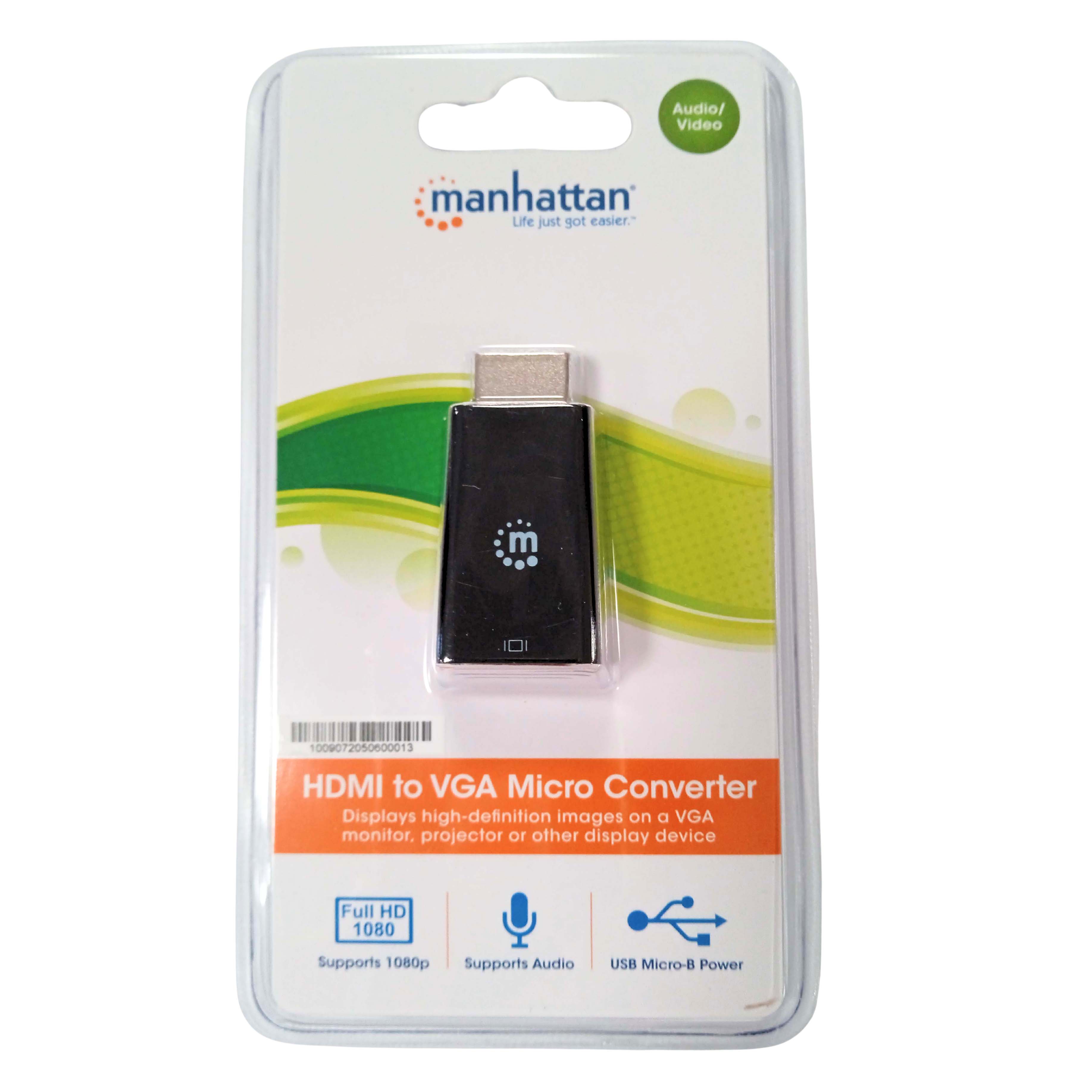 Micro Convertitore HDMI a VGA con Audio - Manhattan IDATA HDMI-VGA2MAMB