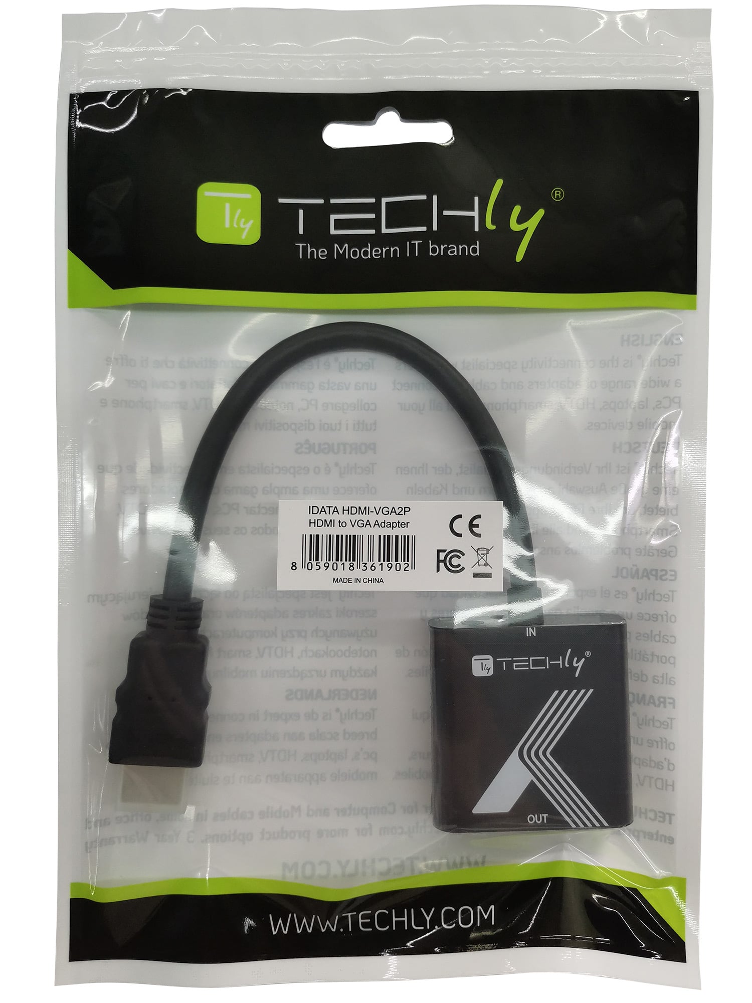 Cavo Convertitore Adattatore da HDMI™ a VGA 1920x1200 a 60Hz - Techly IDATA HDMI-VGA2P