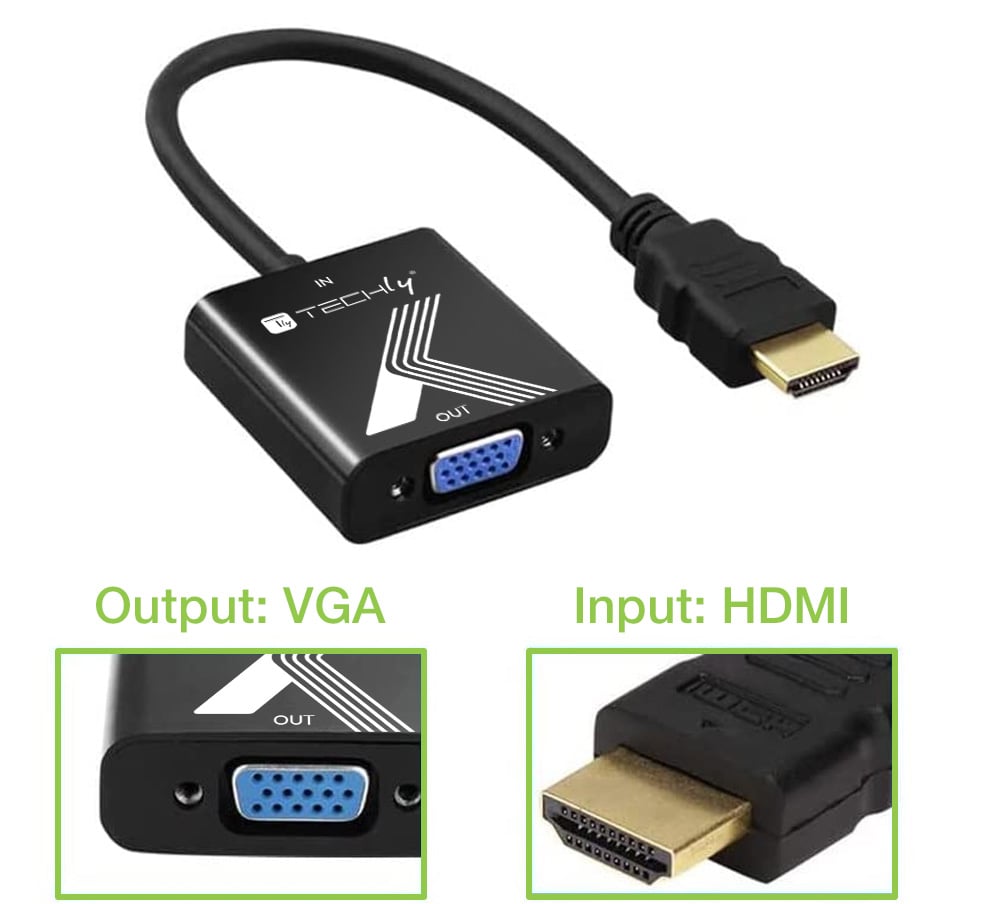Cavo Convertitore Adattatore da HDMI™ a VGA 1920x1200 a 60Hz - Techly IDATA HDMI-VGA2P
