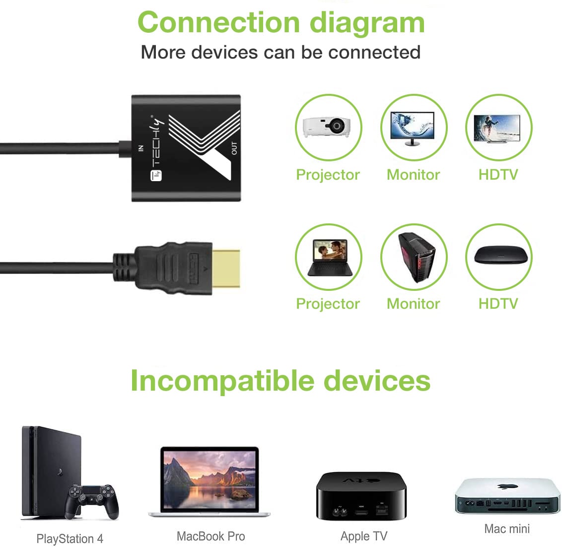 Cavo Convertitore Adattatore da HDMI™ a VGA 1920x1200 a 60Hz - Techly IDATA HDMI-VGA2P