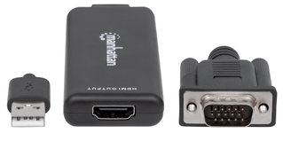 Converter from VGA and USB to HDMI, 1080 p@ 60 Hz - Manhattan IDATA HDMI-VGA 3 M