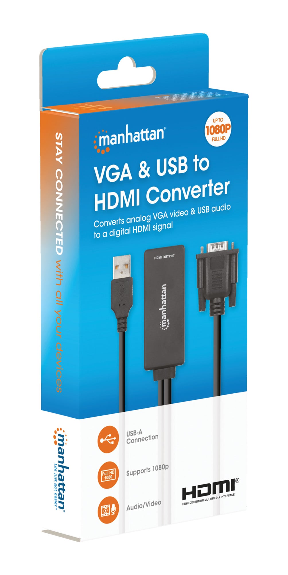 Convertitore da VGA e USB a HDMI - Manhattan IDATA HDMI-VGA3M