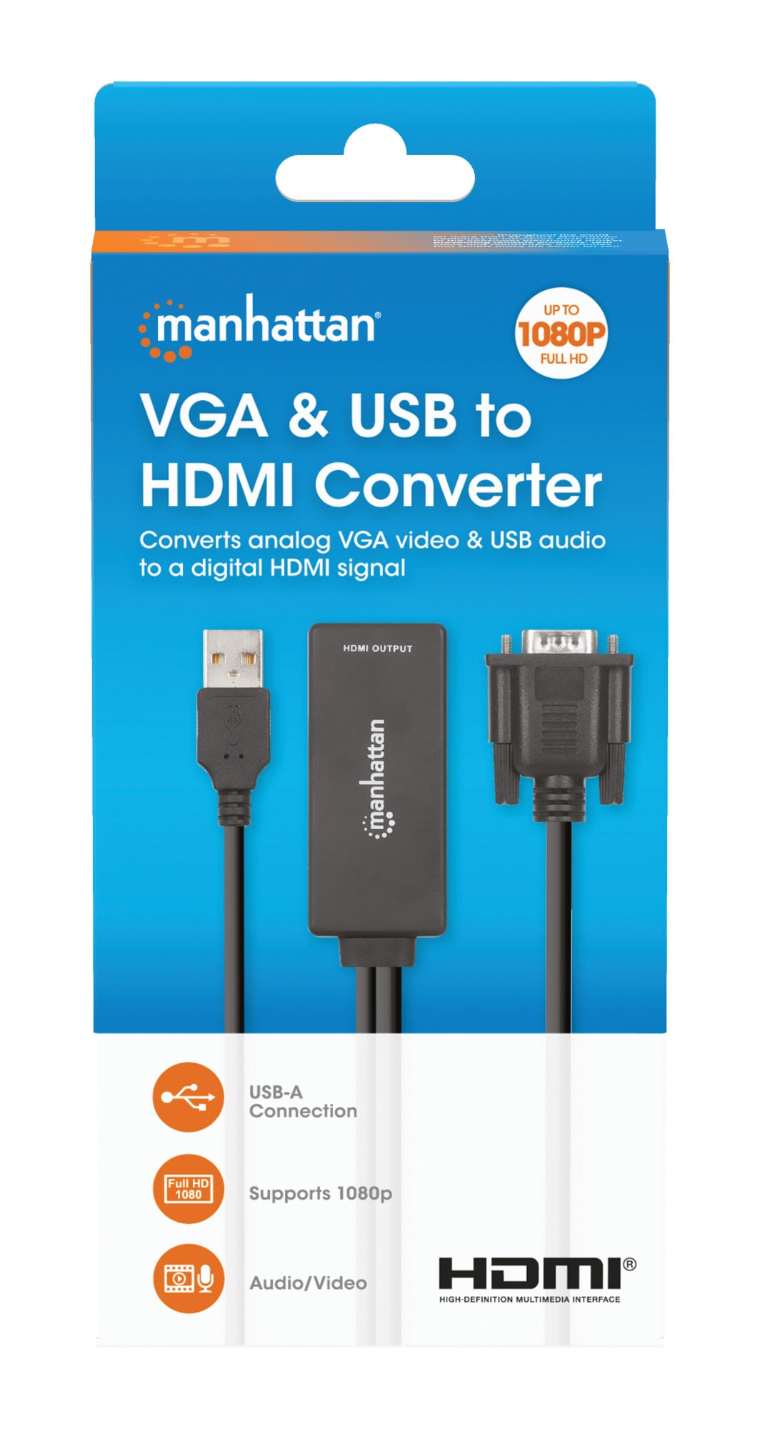 Convertitore da VGA e USB a HDMI - Manhattan IDATA HDMI-VGA3M