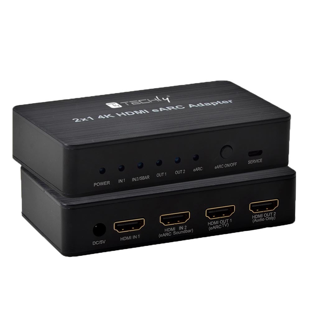 Switch HDMI 2.0 2 x 1 4 K@ 60 Hz with Splitter Audio eARC/ARC for Soundbar - Techly IDATA HDMI 2 - 4 K 2 EARC