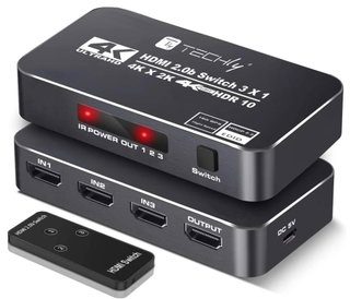 Switch HDMI 2.0b 3 Ingressi 1 Uscita 4K HDR HDCP2.2 con Telecomando - Techly IDATA HDMI2-4K3160B