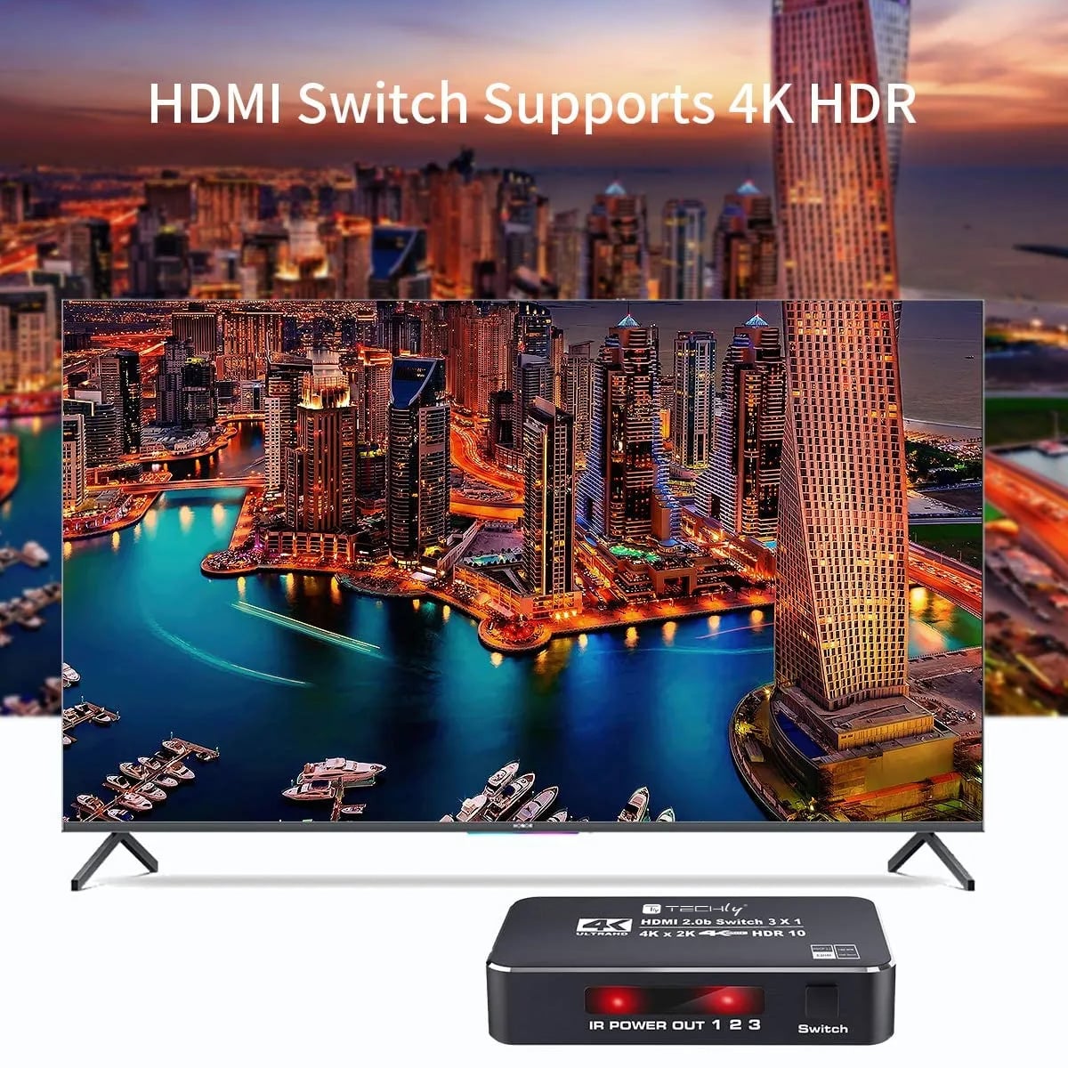 Switch HDMI 2.0b 3in 1out 4K HDR HDCP2.2 con Telecomando - Techly IDATA HDMI2-4K3160B