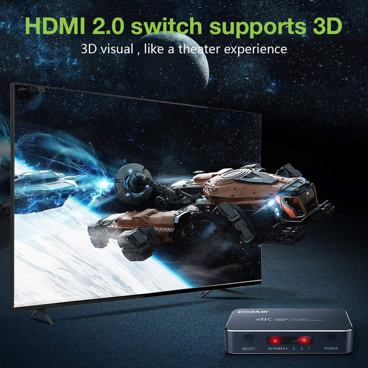 Switch HDMI 2.0b 3in 1out 4K HDR HDCP2.2 con Telecomando - Techly IDATA HDMI2-4K3160B