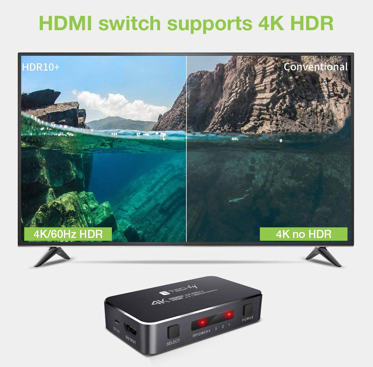 Switch HDMI 2.0b 3in 1out 4K HDR HDCP2.2 con Telecomando - Techly IDATA HDMI2-4K3160B