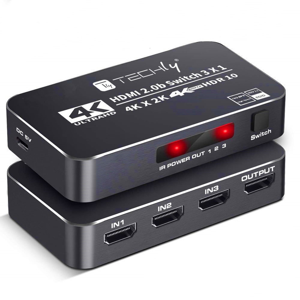 Switch HDMI 2.0b 3in 1out 4K HDR HDCP2.2 con Telecomando - Techly IDATA HDMI2-4K3160B